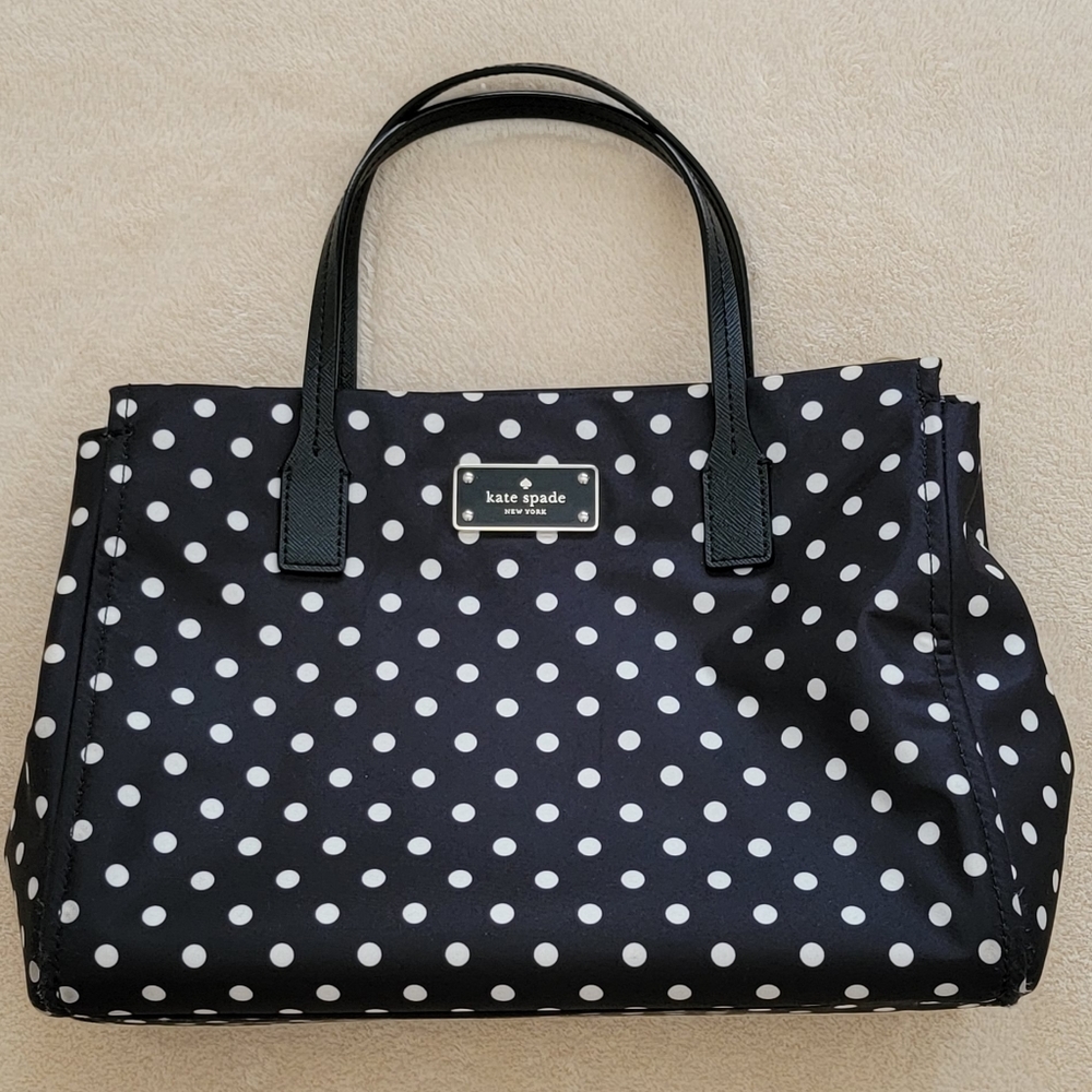 Kate Spade New York Black Polka Dot Nylon Satchel